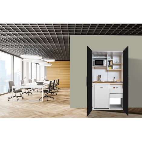 Cuisine Cuisine de bureau Mini-cuisine Single Blanc Noir Peter 104 cm Respekta (1/4)