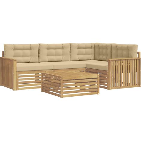 Set di divani da esterno 5 pz 4-Posti Bianco e Beige Poliestere vidaXL (1/5)
