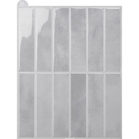 Gris carrelage adhesif mural cuisine, 3D credence adhesive, Facile à nettoyer carrelage adhesif mural salle de bain pour la décoration et la rénovation de la maison, 28x22cm 10sheets (1/5)