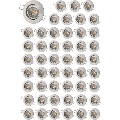 Lampesecoenergie – Lot de 50 spots encastrables led blanc 7W 38° – Douille GU10 automatique – Tension 230V – Angle de diffusion 38° – Luminosité 400LM (1/6)