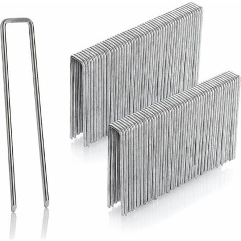 Lot de 100 piquets en acier galvanisé pour sols très durs - sardines pour grillage - longueur 200 mm, largeur 40 mm, épaisseur 2,5 mm (1/5)