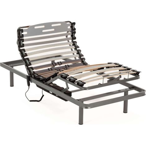 Nalui Somier articulado 90x190x25cm Gris ProCare con Mando ProCare, 11 Láminas Madera de Haya de 10 cm y Estructura de Acero (1/5)