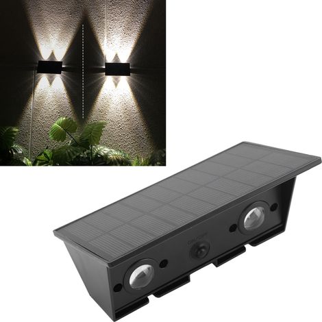 Applique solaire murale à 4 LED, éclairage étanche pour terrasse et clôture, idéal pour l'éclairage décoratif extérieur de la maison. (1/5)