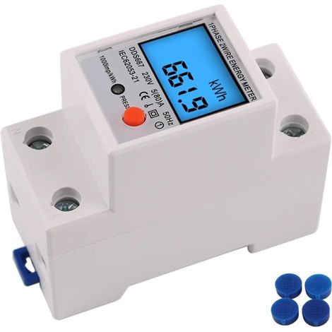Contatore elettrico secondario monofase, certificato MID, 45A max modulare, tariffa unica, display LCD. (1/4)