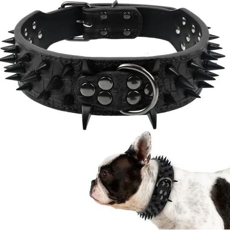 Colliers pour chiens, colliers cloutés, colliers en cuir avec clous, colliers pour chiens avec boucles de sécurité (1/5)
