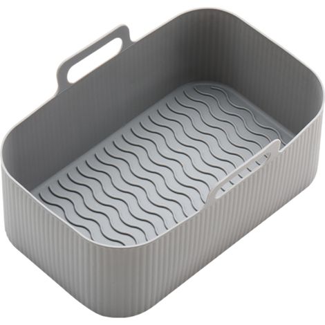 Plaque de cuisson rectangulaire en silicone pour friteuse à air chaud, grand tapis de cuisson en silicone pour friteuse à air chaud, friteuse à air chaud en silicone (1/5)
