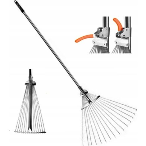 Rastrillo de jardín para césped y hojas, ajustable, 150 cm