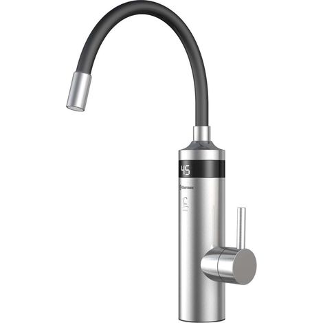 Aqualine Ton - Elektrische Spülbeckenarmatur 3 kW, schwarz/Edelstahl 211085 (1/5)
