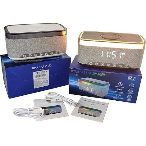 Lautsprecher mit Uhr, Radio, Wecker, USB-Anschluss und 15 W