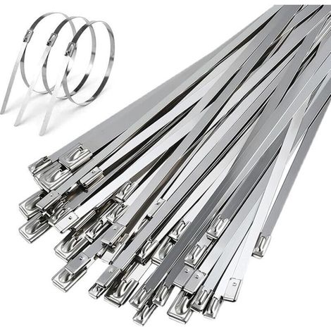 50 Pieces Attaches de Câble Robustes 500×4.6mm Collier de Serrage Inox Serre Cable Autobloquante pour Enroulement D'échappement Câbles Groupés Entretenir les Auvents et les Clôtures (1/4)