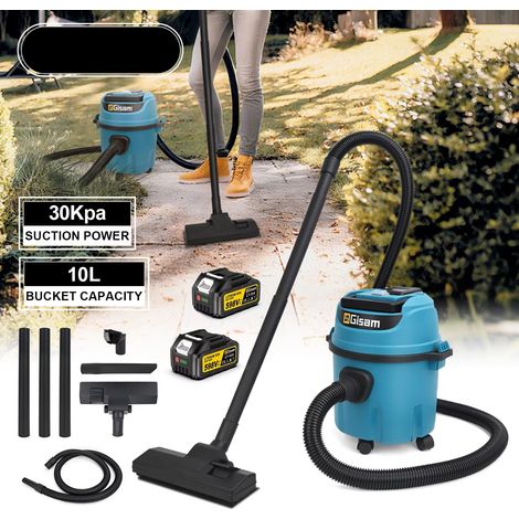 Aspirateur industriel sans fil 2500 W – puissance 30 kPa – cuve 10 L – compatible Makita 18V – nettoyage sec et humide( 2 batteries )