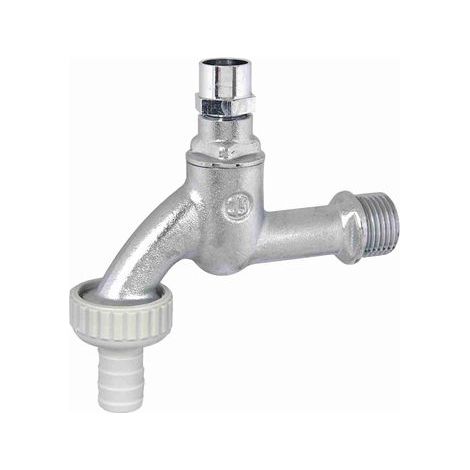 JS AUSLAUFVENTIL MIT SCHLAUCHVER. STECKSCHL.-OT,1",MATT CHROM