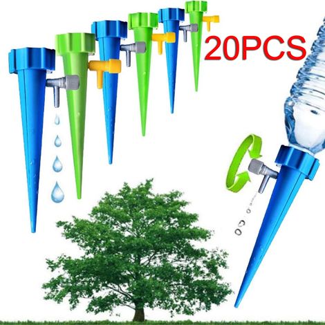 Arrosoir Goutte à Goutte Automatique - Embouts d'Arrosage Réglables en PP - Pour Bouteilles de Boissons - 20 Pièces (10 Bleues + 10 Vertes) (1/5)