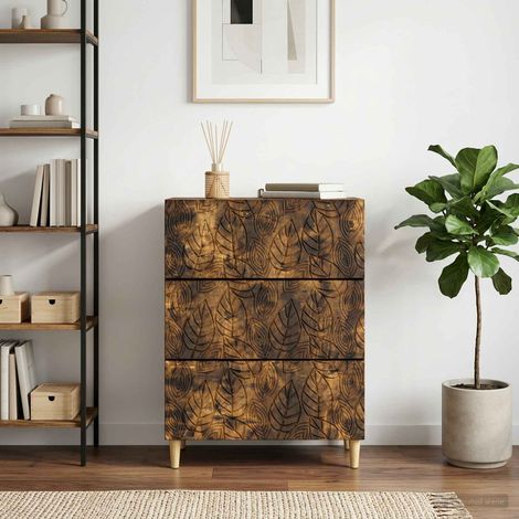 vidaXL Armoire à tiroirs Chêne fumé 66 x 34,5 x 90 cm (1/5)