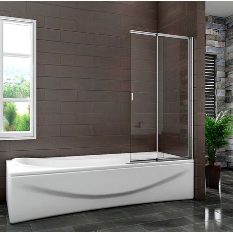 800x1400mm Framed Pivot Sliding Shower Bath Screen Double Glass Panel (1/5)
