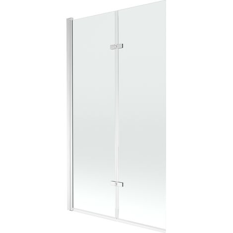 Pare-baignoire fixe Silla, paroi de baignoire 100x150 cm en verre trempé, installation murale facile, design moderne, Chromé