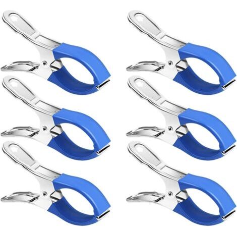 QORVA-Lot de 6 clips de couverture de piscine en acier inoxydable résistant au vent et aux rayures pour piscines hors sol à bords durs (6 pièces, bleu) (1/4)