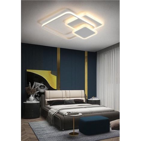 Plafoniera Led Luce Calda Lampadario 3 Quadrati 48 Watt Quadrato Moderno (1/4)