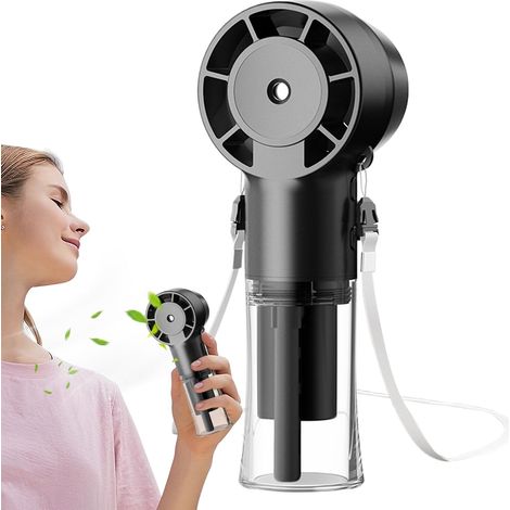 Portable Fan Rechargeable Misting Fan, 1200 mAh Battery Air Cooler for Outdoor Activities in Hot Weather, Black (1/5)