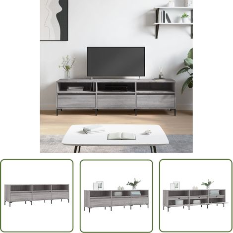 The Living Store Meuble TV sonoma gris 150x30x44,5 cm bois d'ingénierie - Meubles Tv - Meuble Tv - Buffet Tv - Banc Tv - Salon (1/5)