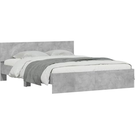 vidaXL Giroletto con Testiera e LED Grigio Cemento 150x200 cm (1/5)