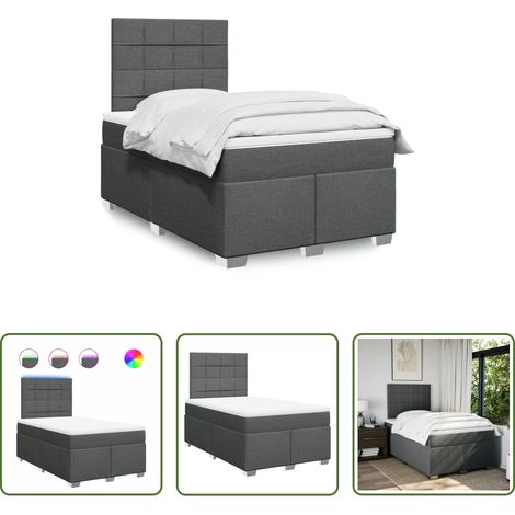 vidaXL LED-Beleuchtung -  Boxspringbett mit Matratze Dunkelgrau 120x190 cm Stoff (1/5)