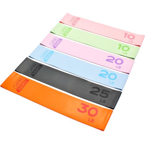 Bandas de resistencia de látex para yoga, anillos de resistencia para elevación de cadera y piernas, juego de 6 con bolsa de almacenamiento de regalo. (1/4)