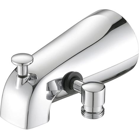 Grifo de bañera con desviador, grifo de ducha, acabado plateado, ahorrador de agua, para baño moderno (1/5)