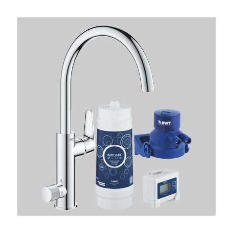 KIT STARTER MISCELATORE CON SISTEMA DI FILTRAZIONE BLUE PURE BAUCURVE Kit completo GROHE