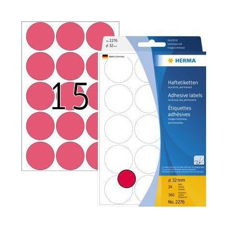 Markierungspunkt 32mm Papier leuchtrot 360 Etik./Pack. (1/4)