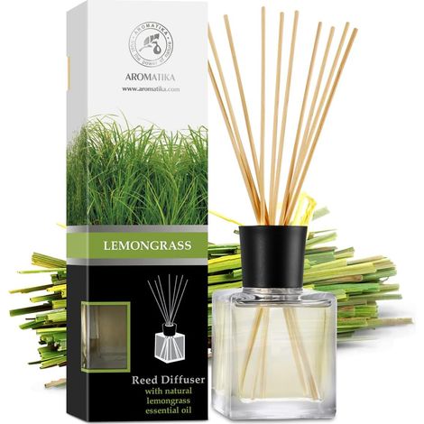 Diffuseur avec Arôme Lemongrass 200ml - Kit Diffuseur Cadeau avec 8 Bâtons de Bambou - Huile de Lemongrass Essentielle Naturelle - Fragrance Fraîche et Durable pour Aromathérapie - Accueil (1/5)