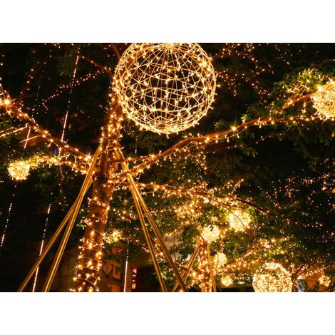 Guirlande lumineuse d'exterieur 100M1000 LED blanc chaud - ImpermeableIP67 - Eclairage decoratif pour jardin,mariage, Noel (1/4)