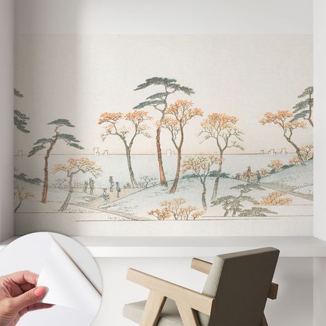 Papier peint autocollant décoratif à motifs pour salon chambre et bureau Tapete adhésif pour décoration Paysage serein 104x70 cm (1/5)