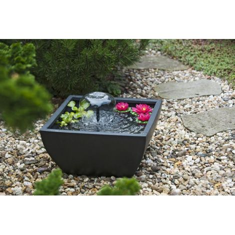 MINI-TEICHSET 4 MIT PUMPE UND SEEROSEN, POLYSTONE, 54X54 CM,