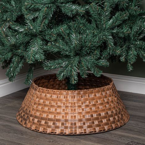 48/70cm Samuel Alexander Large KD Plastic Wicker Rattan Woven Christmas Tree Skirt in Brown (1/5)