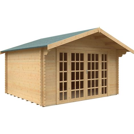 12x14 Balmoral 44mm Cabin - L355 x W415 x H282.2 cm - Solid Wood/Softwood/Pine - Natural