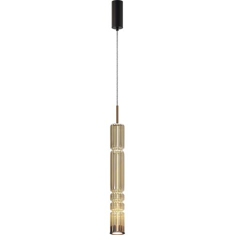 Maytoni Ordo Plafonnier suspendu moderne haut et fin, noir, 3 000 K, 920 lm, abat-jour cognac