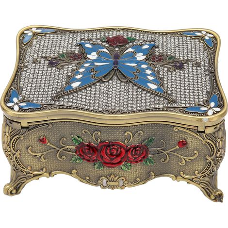 Coffret à Bijoux Vintage avec Serrure Gravée de Roses Rouges, Miroir Intérieur, Boîte à Trésors en Velours Doux pour Femmes et Filles (1/5)