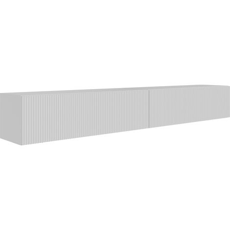 Selsey Veldio – TV-Lowboard hängend mit geriffelten Fronten, 200 cm, weiß