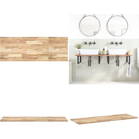 Dessus de meuble de salle de bain non traité bois d'acacia - Bois d'acacia - Plan de travail (1/5)