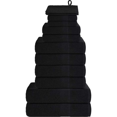 12-tlg. Handtuch-Set FROGN Schwarz 360 g/m² (1/5)