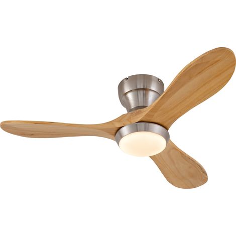 Ventilatore da soffitto a plafone 90 cm con luce LED, 3 pale in noce e telecomando (1/5)