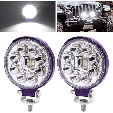 Faro da lavoro a LED da 3 pollici per moto, 2 fendinebbia a LED rotondi da 12 V e 24 V. (1/5)