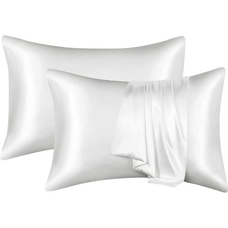 Taie D'oreiller Satin - 51 x 66 cm - Pour Cheveux et Peau - Respirant - 2 Pièces (1/5)