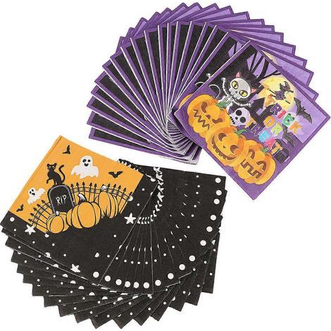 2er-Packung mit je 40 Einweg-Papierservietten, Doppelservietten, Halloween-Zubehör – 33 x 33 cm (1/4)