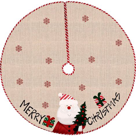 Tapis de sapin de Noël - 100 cm, cimier de sapin, tapis de sapin, décoration de sapin de Noël, motif rond rétro (1/5)