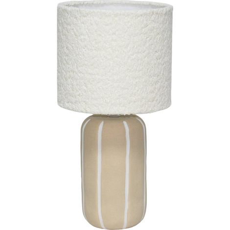 sweeek - Innen-Tischlampe Keramik, Bouclé-Lampenschirm H 41cm (1/5)