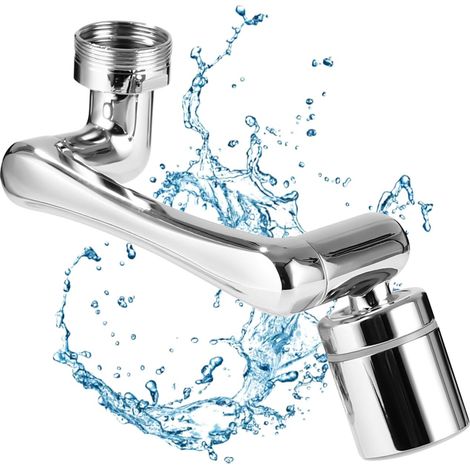 Aireador de grifo de 1440 grados, adaptador de grifo, 2 modos de salida, aireador de grifo, accesorio de grifo, burbujeador giratorio, para cocina y baño - Plateado (1/5)