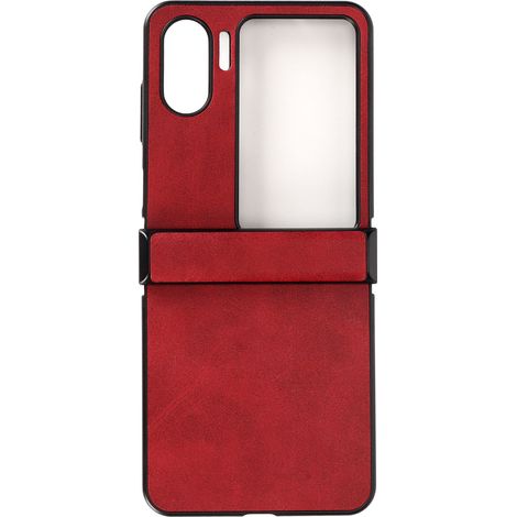 Étui de téléphone pliable bicolore à texture cuir de vachette pour OPPO Find N2 Flip, de couleur rouge. (1/5)