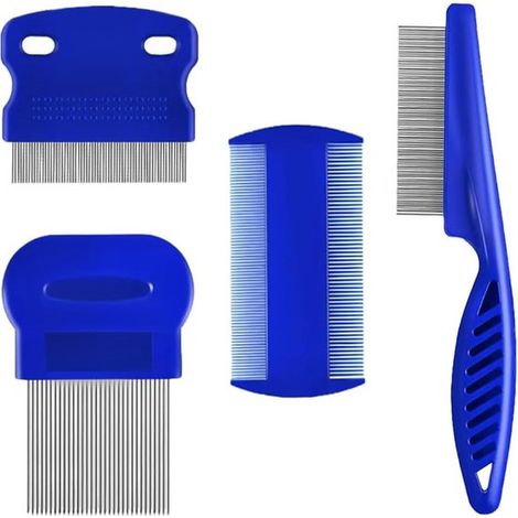 Set mit 4 Läusekämmen, Läuseentfernungskämmen, Läusekämmen für Katzen und Hunde, Läusekämmen für Hunde, Läusekämmen für Katzen, Läusebürsten (1/5)